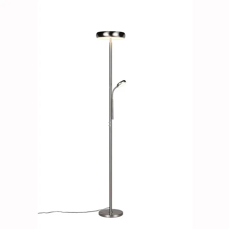 Populair LED vloerlamp, mat nikkel, dimbaar, afstandsbediening, H 183 cm