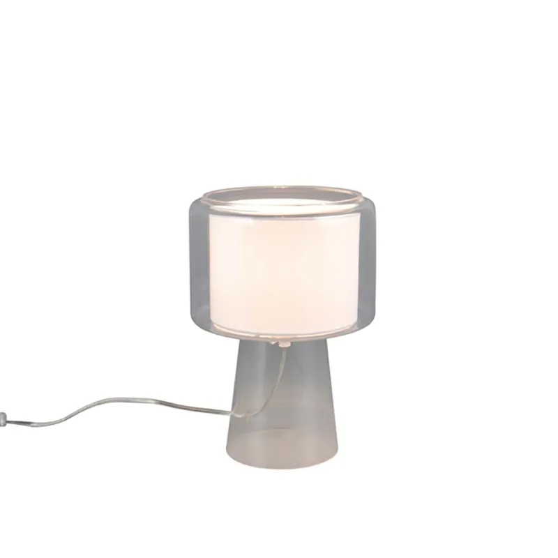 Tafellamp, glas, E14 fitting, stoffen kap, H 29 cm Betrouwbaar