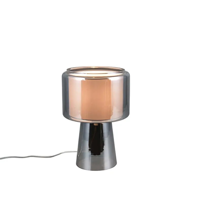 Tafellamp, glas, chroom, rookglas, E14 fitting, H 29 cm Merkproduct