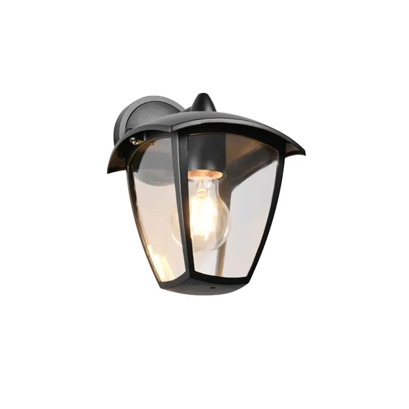 Buitenwandlamp, aluminium, zwart, lantaarn, IP44, H 24 cm Uitverkoop