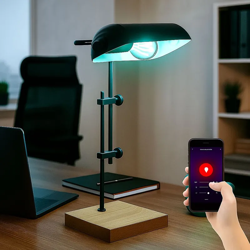 RGB LED tafellamp, hout, in hoogte verstelbaar, app-bediening, H 50 cm Uitverkoop