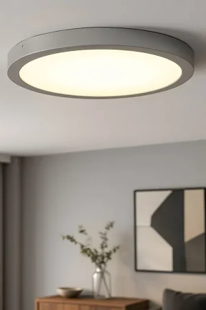 Betrouwbaar LED plafondlamp, opbouwlamp, chroom, D 30 cm