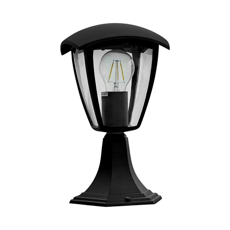 Populair Buiten staande lamp, lantaarn, zwart aluminium, helder glas, H 29 cm
