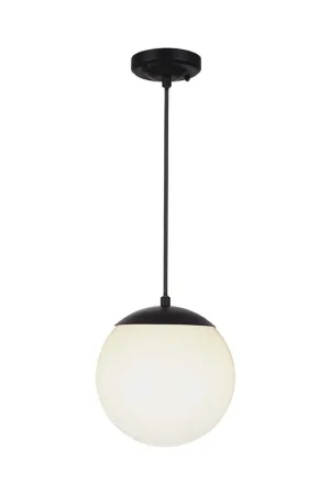 Buiten hanglamp, zwart aluminium, witte bol, H 87 cm Betaalbaar