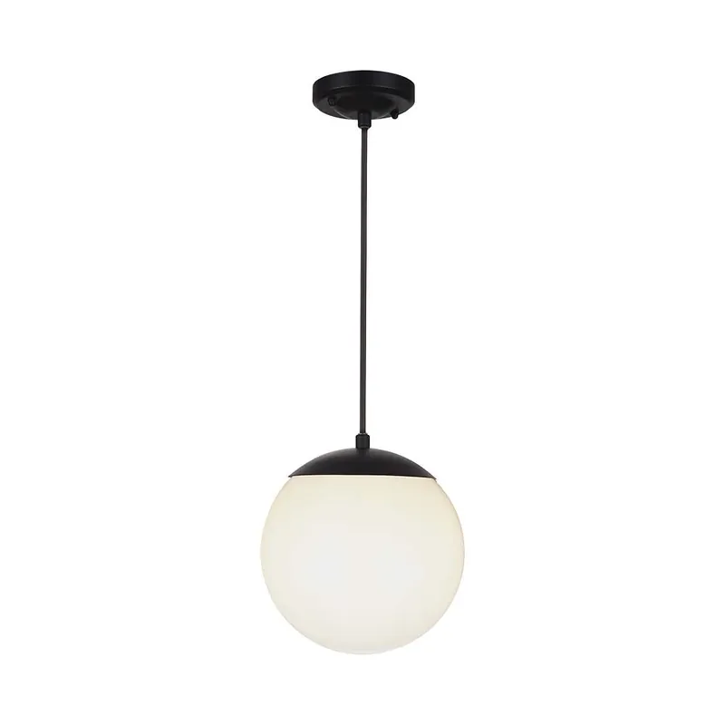 Buiten hanglamp, zwart aluminium, witte bol, H 87 cm Betaalbaar