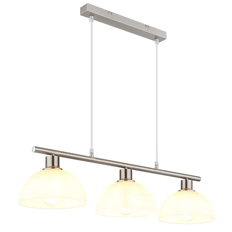 Nieuw Hanglamp, metaal, mat nikkel, opaalglas, hoogte 120 cm