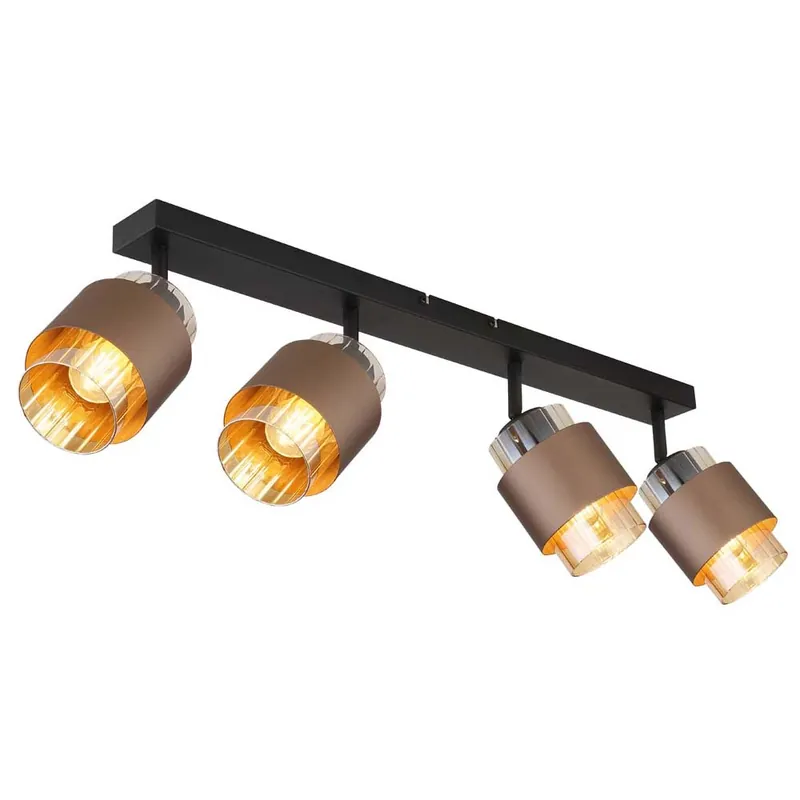 Hoge Kwaliteit Plafondlamp, glas, amberkleurig, draaibaar, zwenkbaar, L 65 cm