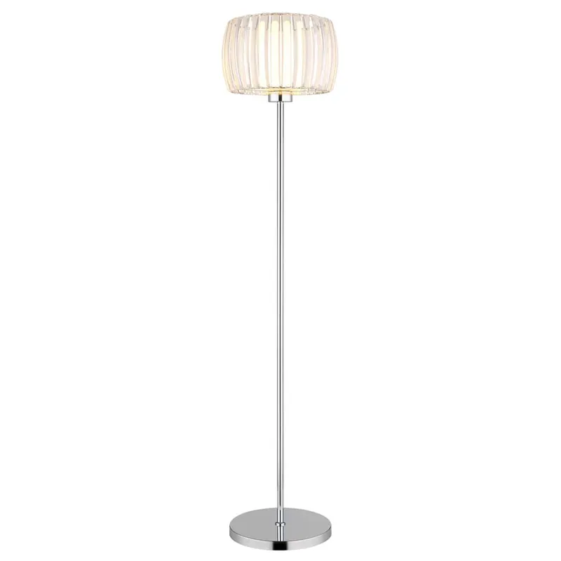 Staande lamp, verchroomd, acryl, glas, voetschakelaar, hoogte 150 cm Hete Deal