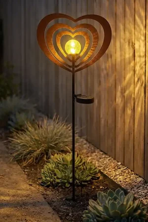Weekendaanbieding LED-zonnelicht, metaal, roestkleur, glazen bol, h 82 cm