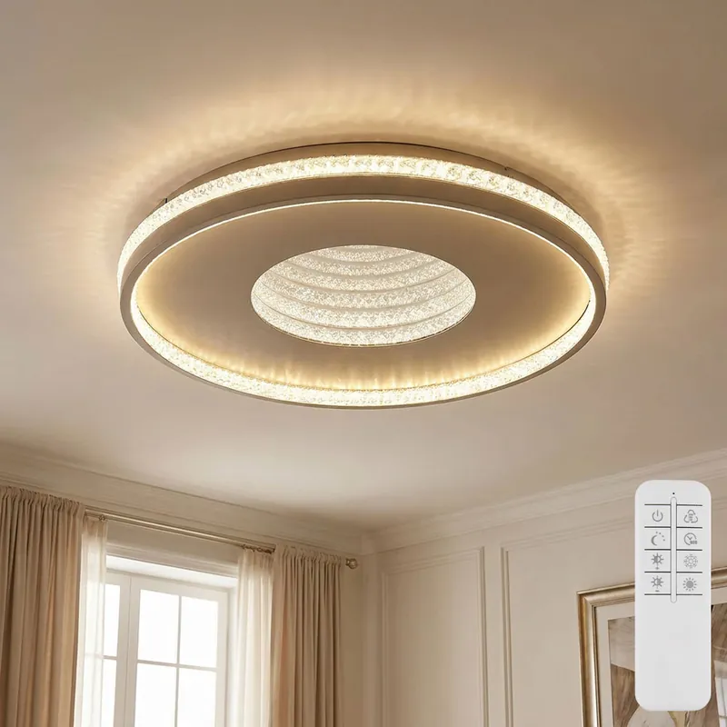 LED-plafondlamp, zandkleurig, CCT, geheugenfunctie, D51cm Finale Uitverkoop