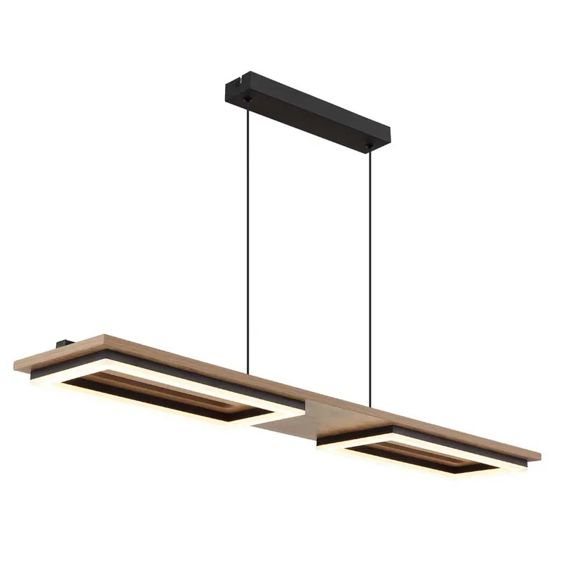 Lage Kosten LED hanglamp, donker houteffect, H 120 cm