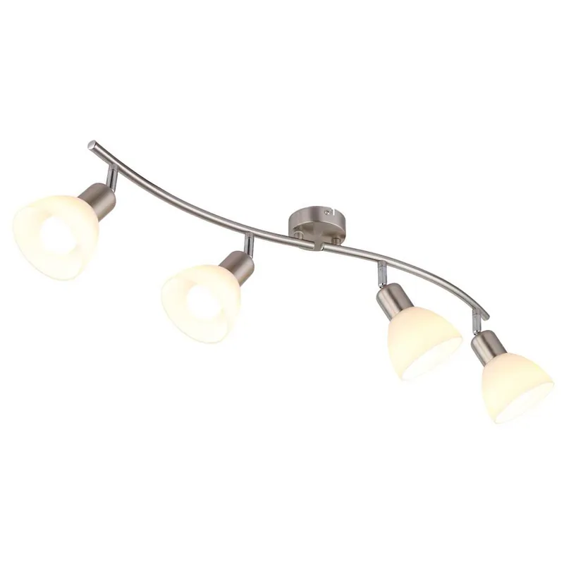 LED plafondlamp, metaal, nikkel, glas, beweegbaar, L 70 cm Nieuw