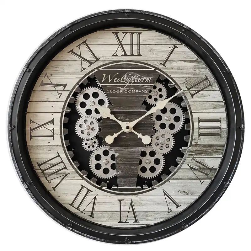 Speciale Aanbieding Wandklok, kunststof, zwart, tandwielmechanisme, diameter 50,8 cm