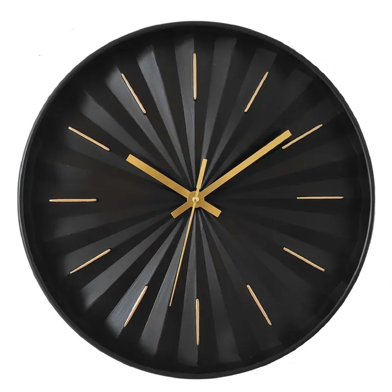 Wandklok, zwart en goud, zonder cijfers, analoog, diameter 30,5 cm Alleen Vandaag