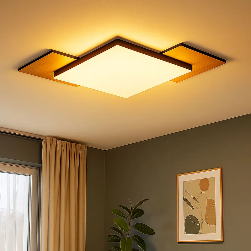 Speciale Aanbieding LED plafondlamp, houtlook, zwart, L 43,5 cm