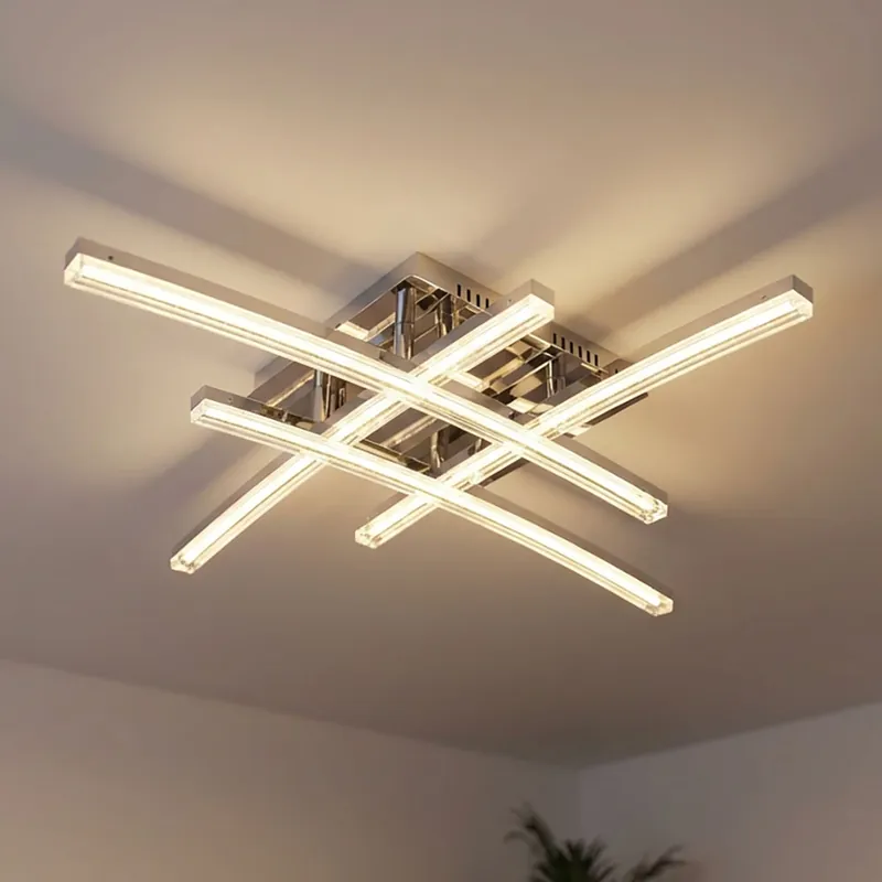 Op = Op LED plafondlamp, chroom, helder bubbeldecor, L 45 cm