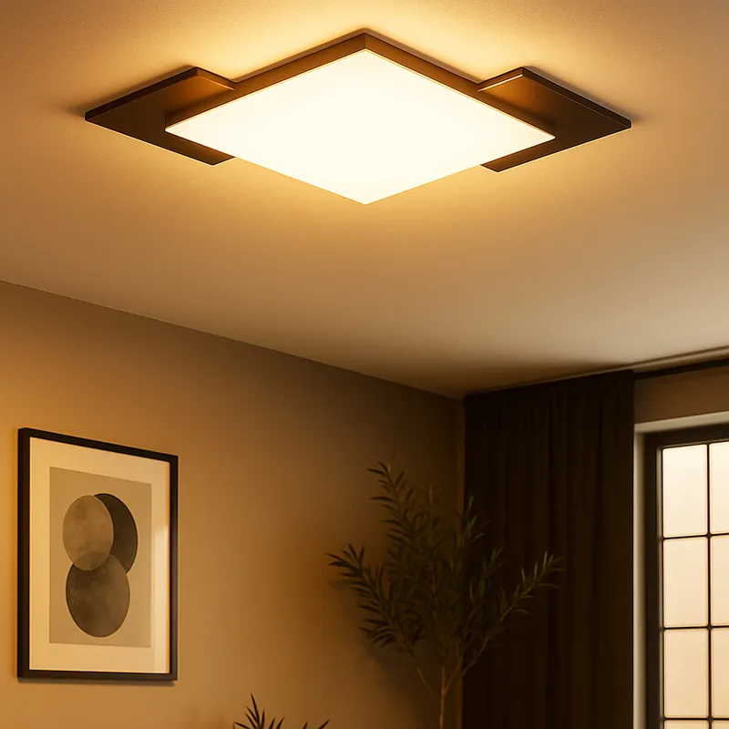 LED plafondlamp, houtlook, zwart, L 63,5 cm Gratis Verzending