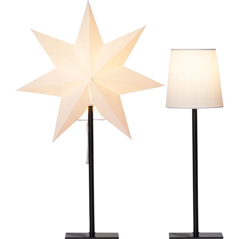 Weekendaanbieding Tafellamp, zwart en wit, 2 kappen, H 55 cm