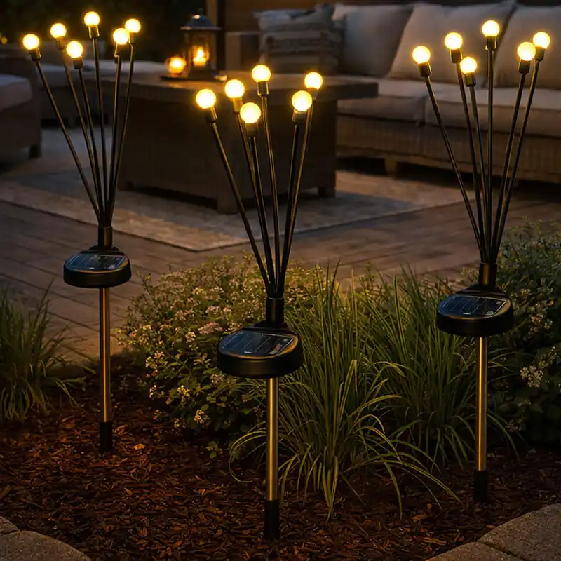 3x LED-zonnelicht, zwart metaal, H 70 cm Koop Vandaag