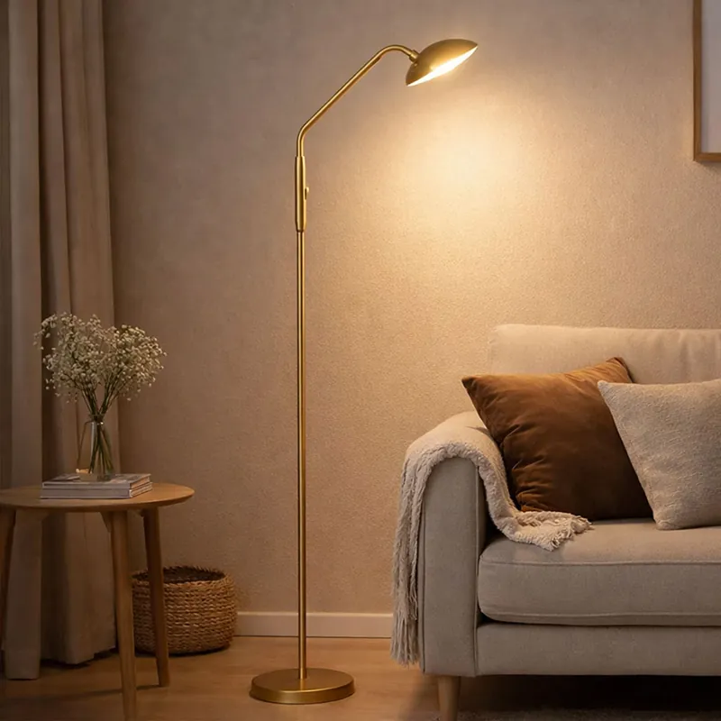 LED vloerlamp, messing, touchdimmer, H 135 cm Finale Uitverkoop