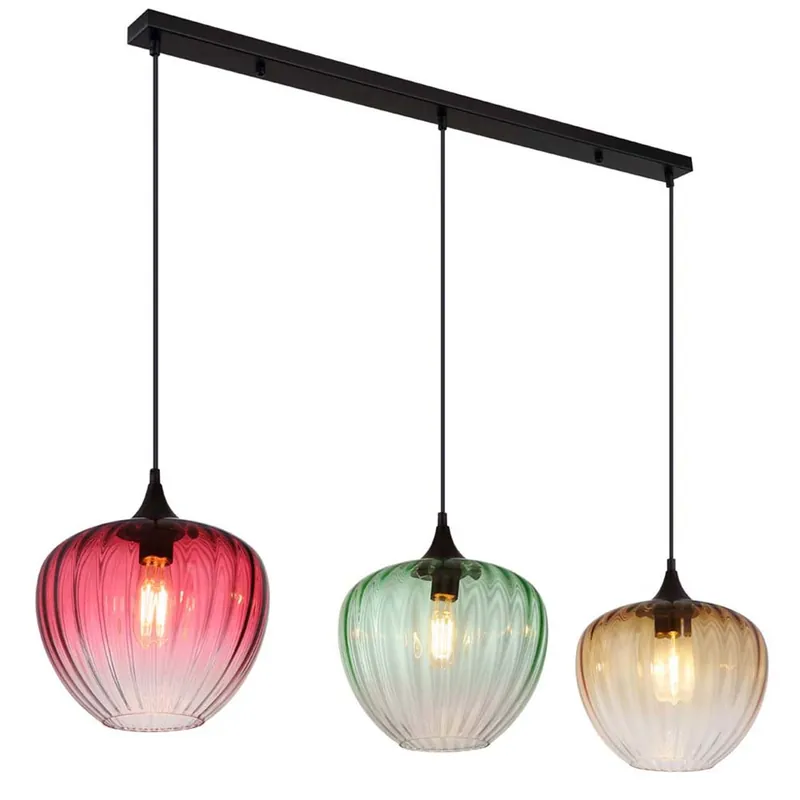 Hanglamp, metaal, zwart mat, 3-lichts, H 150 cm Populair