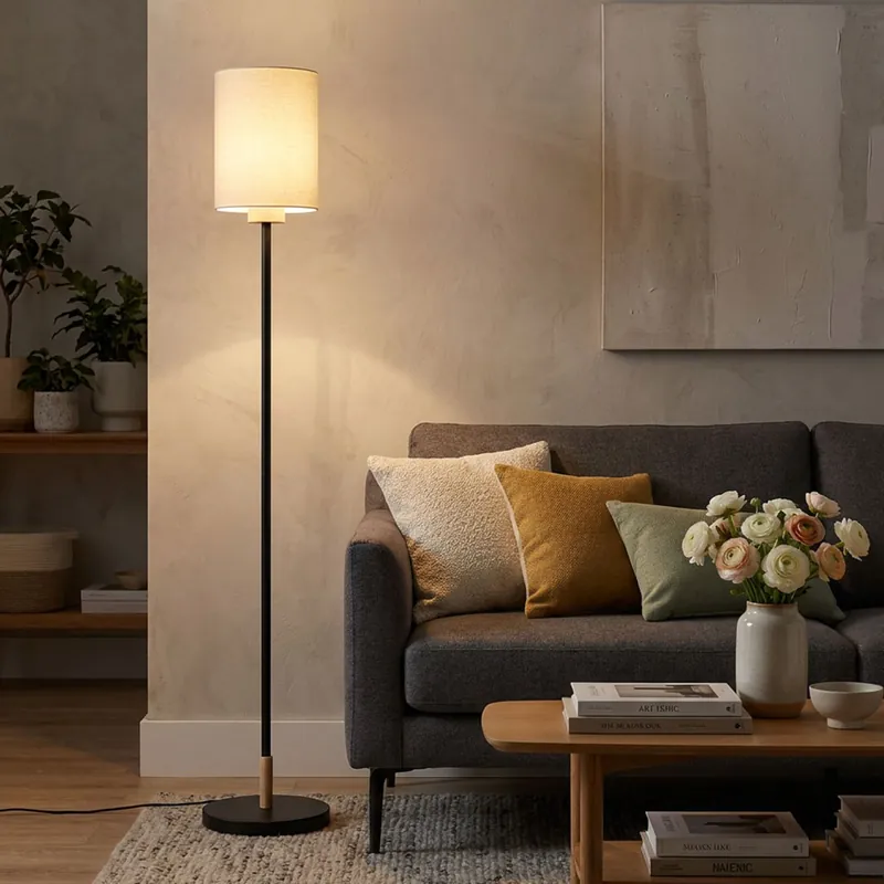 Beperkt Aanbod Staande lamp ROWENA, glas, mat zwart, opaal, E27, H 150 cm