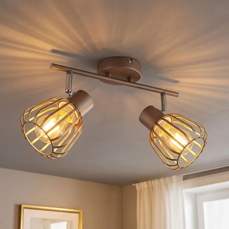 Plafondlamp OLIN, 2 vlammen, Bruin, Beweegbare spot Merkproduct