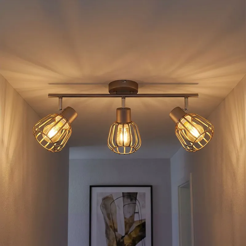 Plafondlamp OLIN, 3-vlam, bruin, spot, L 50 cm, metaal Speciale Aanbieding
