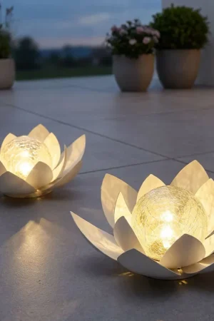 Voordeelprijs Set van 2 LED solarlampen, lotusbloem, D 27,6 cm