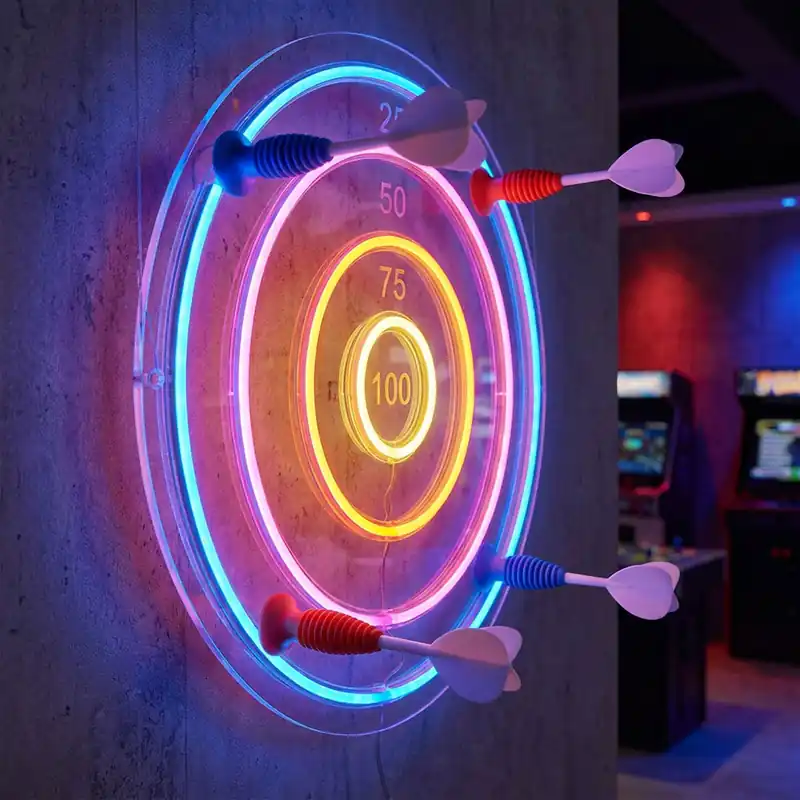 Gecertificeerd LED neon dartbord, acryl, USB-aansluiting, 10 W, D 46 cm