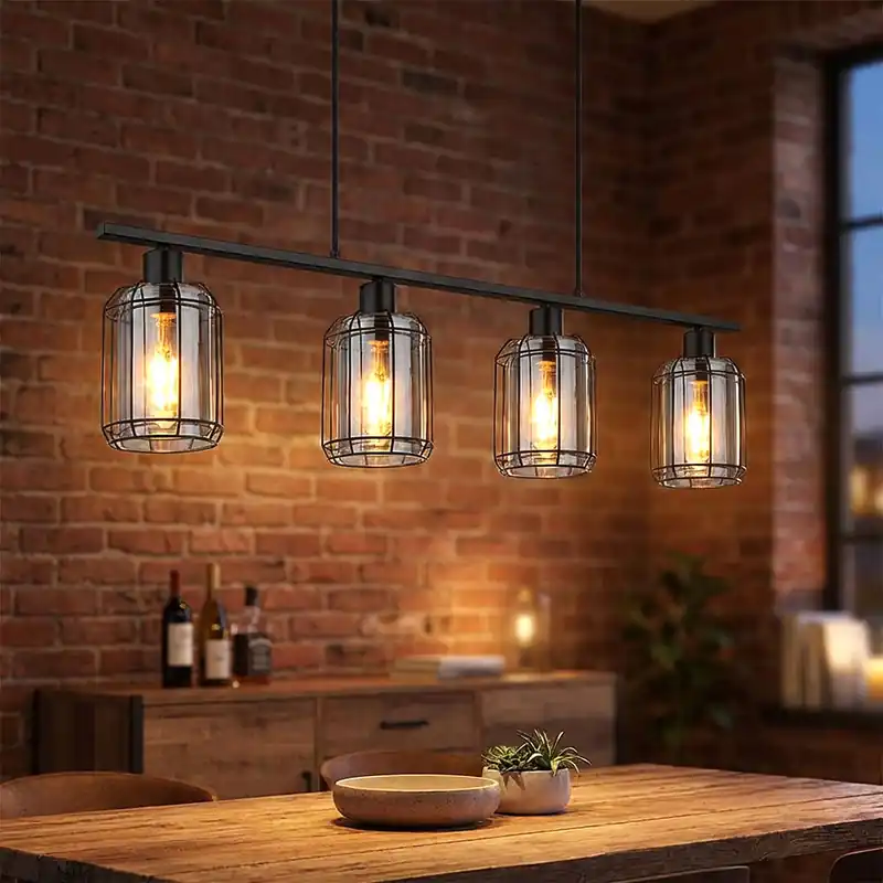 Nu Kopen Hanglamp, metaal, zwart, gerookte look, 4-lichts, E27