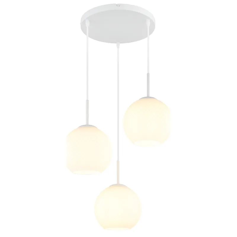 Exclusieve Aanbieding ANDRE hanglamp, metaal, glas, wit, 3-lichts, in hoogte verstelbaar