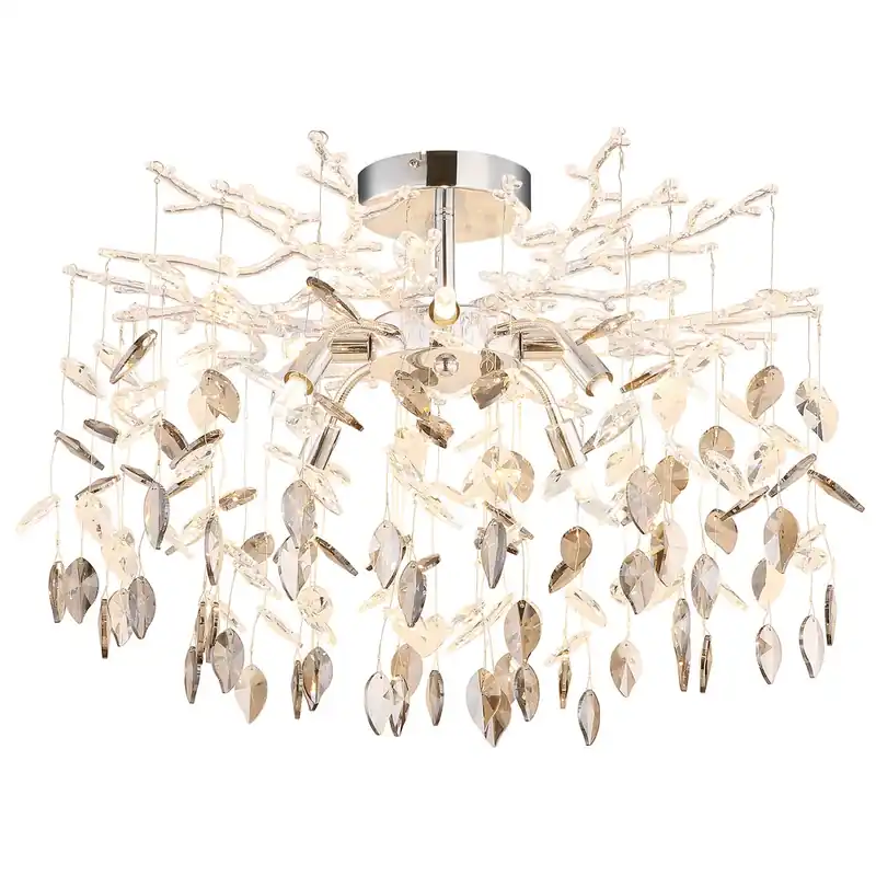 Plafondlamp DANNA, metaal, kristal look, opbouw, chroom, D 61 cm Lage Prijs