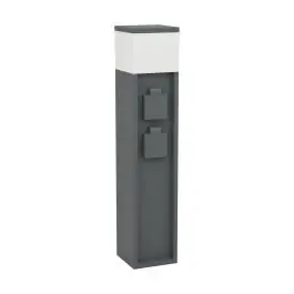 Direct Verzonden Eglo Sokkel Lamp Park 5 Aluminium Zwart met Stopcontact | IP54 - Geschikt voor 1x E27